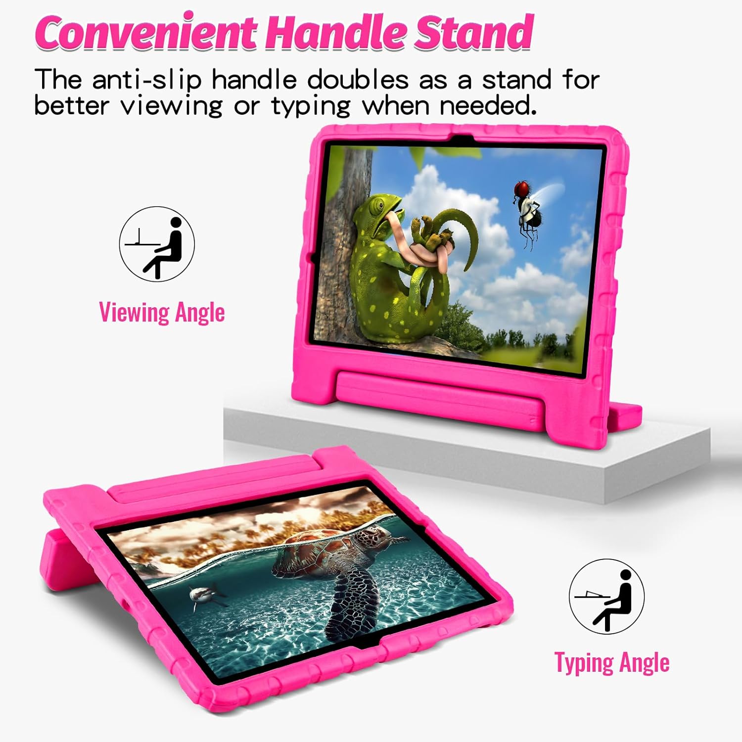 Husa Lotusif pentru Samsung Galaxy Tab S7 FE / S7 Plus / S8 Plus 12.4 inch, Carcasa pentru Copii cu Suport S-Pen si Maner Antiderapant, Protectie Superioara pentru Tab S8+ 2022 / S7 FE 2021 / S7+ 2020, Roz Aprins