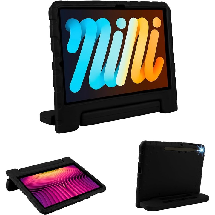 Husa Lotusif pentru Samsung Galaxy Tab S7 FE / S7 Plus / S8 Plus 12.4 inch, Carcasa pentru Copii cu Suport S-Pen si Maner Antiderapant, Protectie Superioara pentru Tab S8+ 2022 / S7 FE 2021 / S7+ 2020, Negru