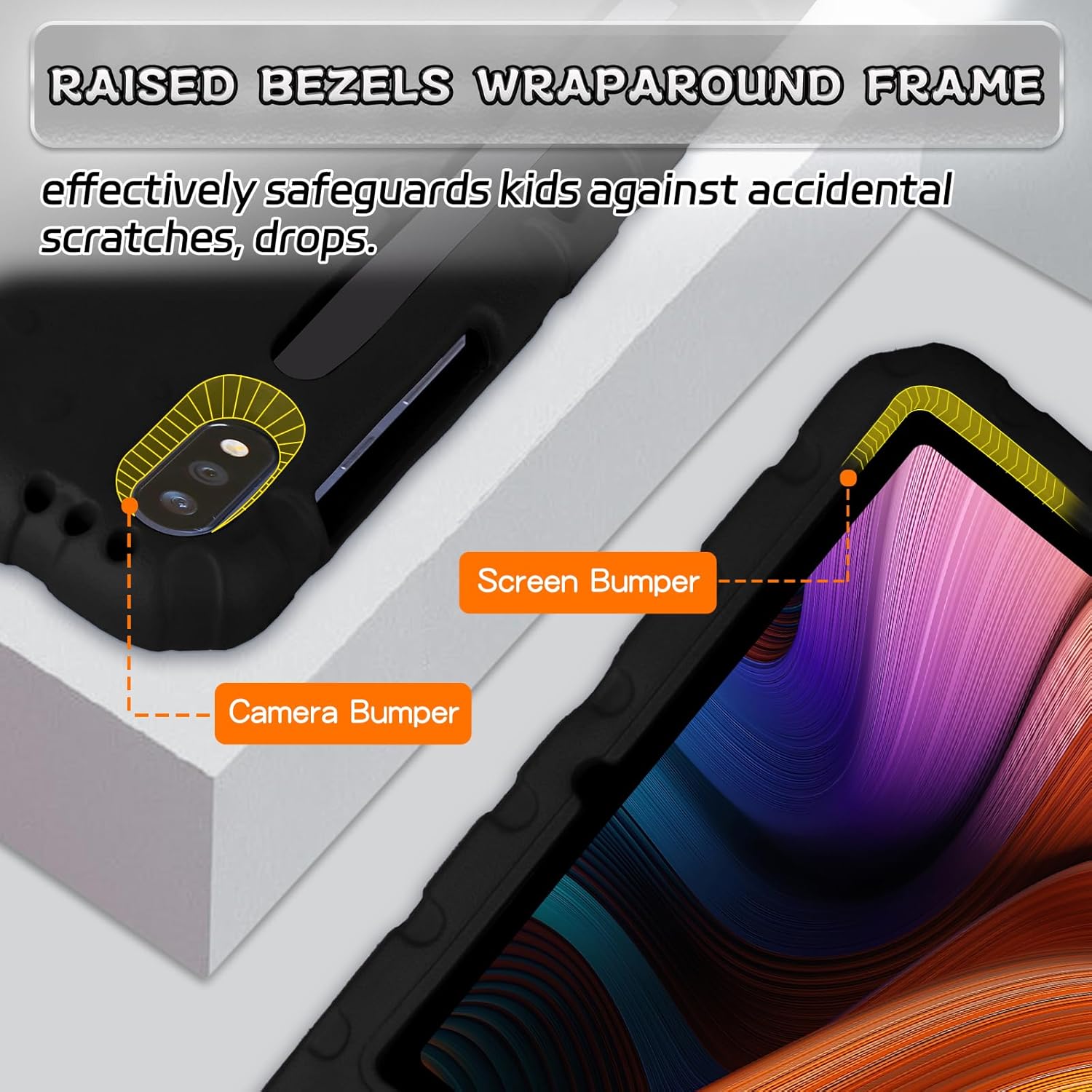 Husa Lotusif pentru Samsung Galaxy Tab S7 FE / S7 Plus / S8 Plus 12.4 inch, Carcasa pentru Copii cu Suport S-Pen si Maner Antiderapant, Protectie Superioara pentru Tab S8+ 2022 / S7 FE 2021 / S7+ 2020, Negru