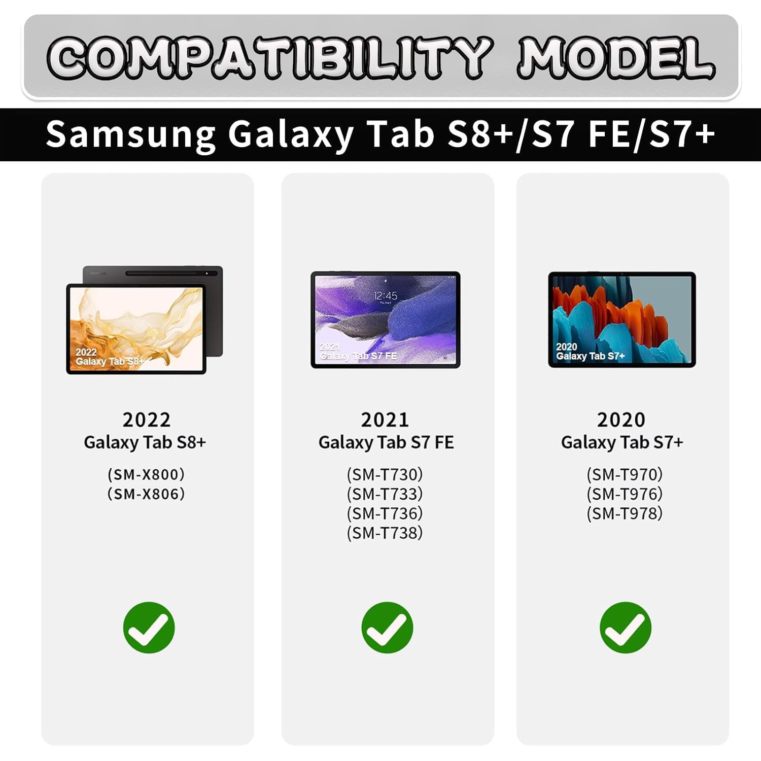 Husa Lotusif pentru Samsung Galaxy Tab S7 FE / S7 Plus / S8 Plus 12.4 inch, Carcasa pentru Copii cu Suport S-Pen si Maner Antiderapant, Protectie Superioara pentru Tab S8+ 2022 / S7 FE 2021 / S7+ 2020, Negru
