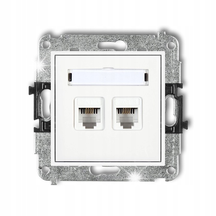 Награда MINI 2xRJ45, кат. 5e, алб, тънък монтаж