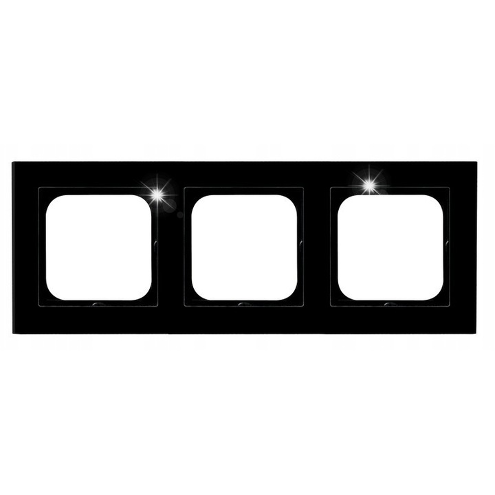 Rama tripla Ospel Sonata, sticla neagra, 226x84x9.7mm