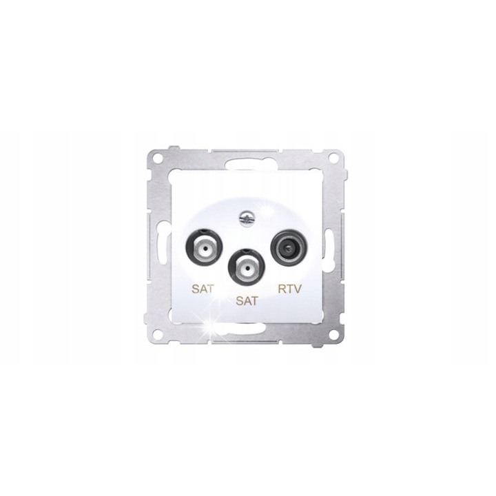 Gniazdo RTV/SAT/SAT set, Kontakt-Simon, 3 guri, 5-2400 MHz, alb