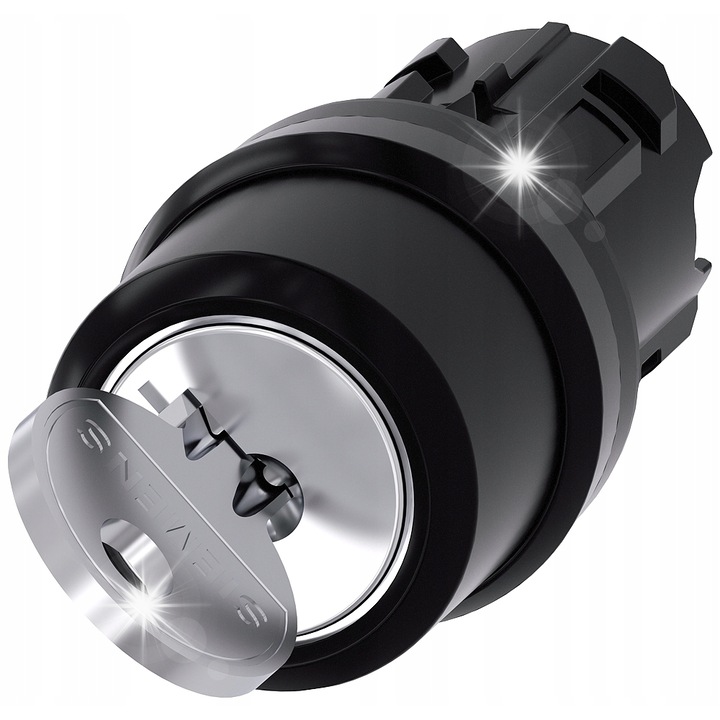 Kulcsos kapcsoló 22mm, 2 állású, Ronis 455, fekete, szett