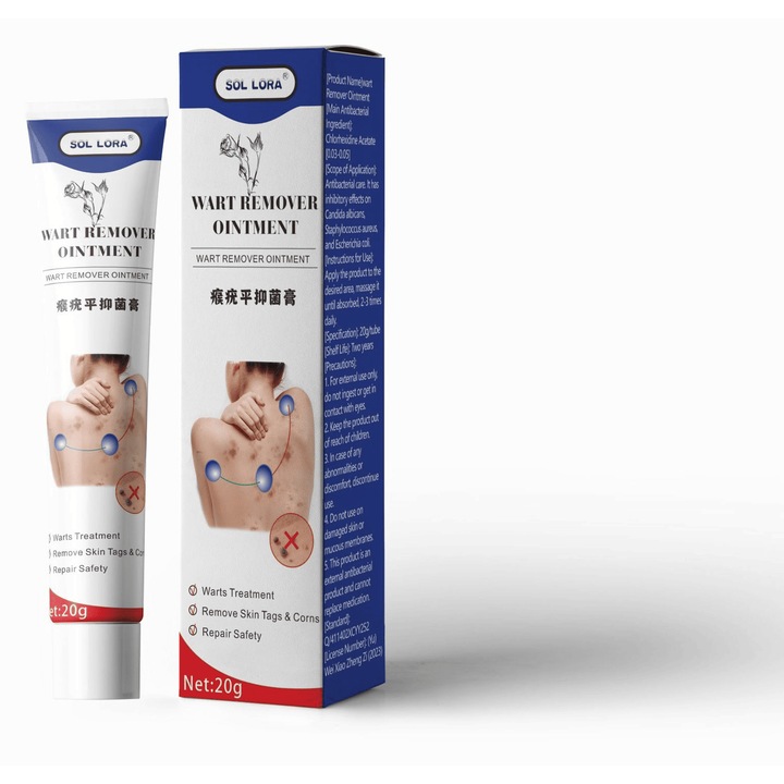 Szemölcseltávolító krém, helyi kezelés bőrre, 50ml