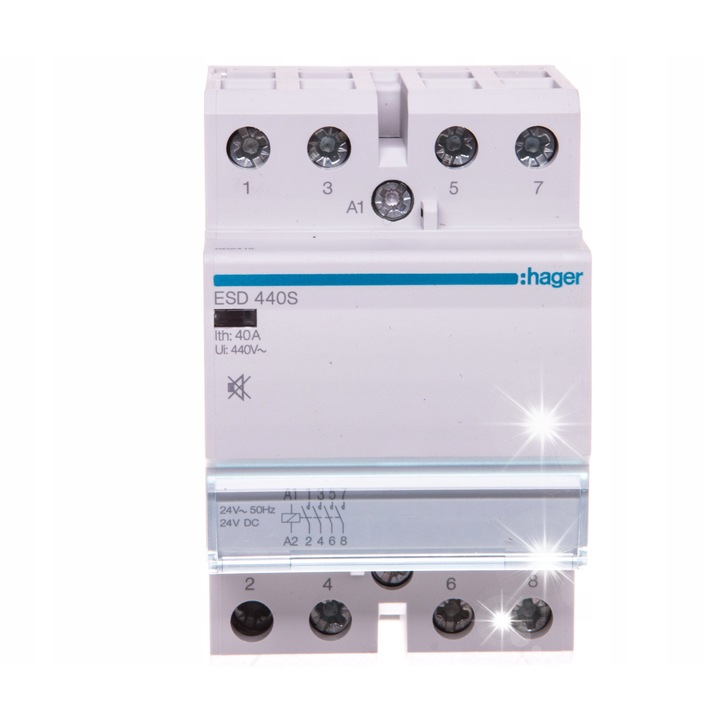 Stycznik modulowy 40A 4Z 24V AC/DC, HAGER ESD440S, 60mm, IP20