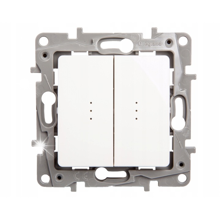 Többfunkciós kapcsoló 2 LED-del, fehér, vékony szerelés, 10AX, IP20