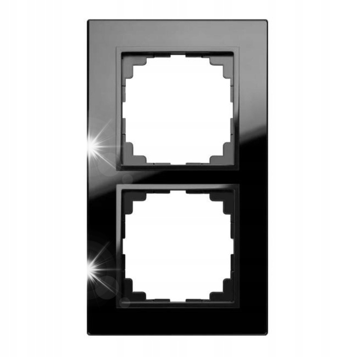 Rama dubla pentru prize si intrerupatoare, Vestra, sticla, neagra, 166x95mm, IP20