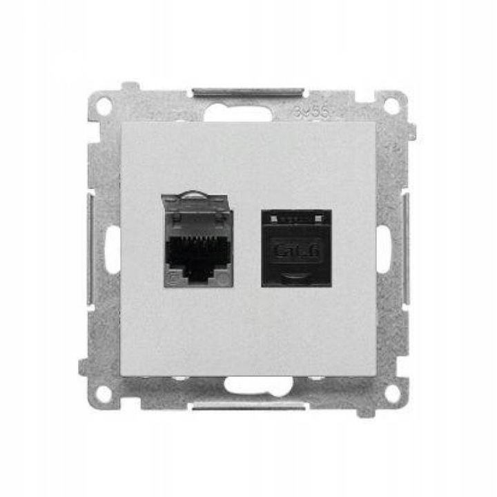 Gniazdo computer 2xRJ45 cat.6 cu inchidere, aluminiu mat, montaj subtire, T62E.01/143