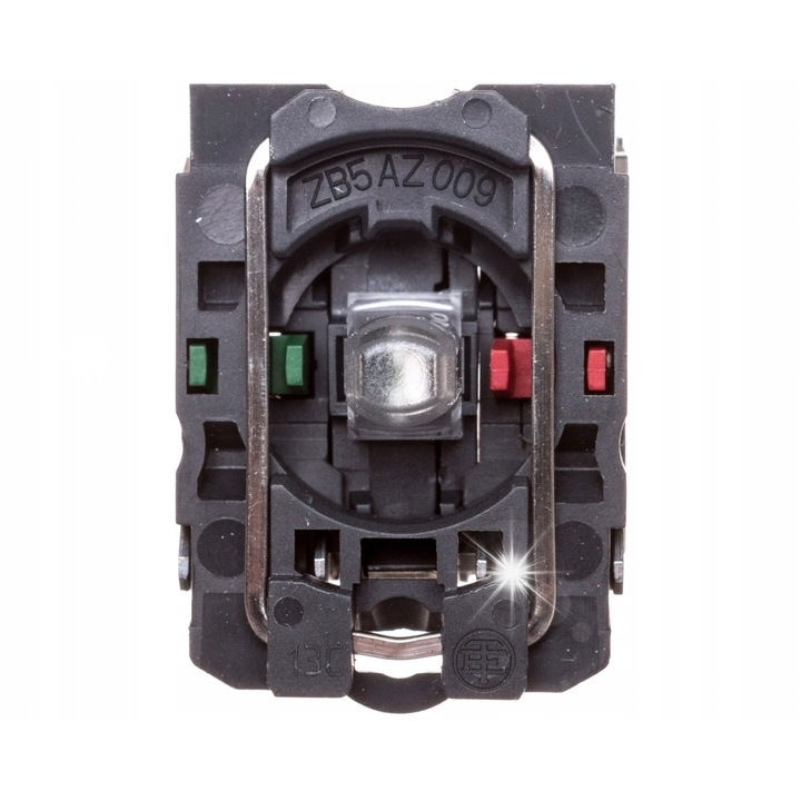 2 állású kapcsoló, 22mm, fekete, zöld, világítással, 1Z 1R