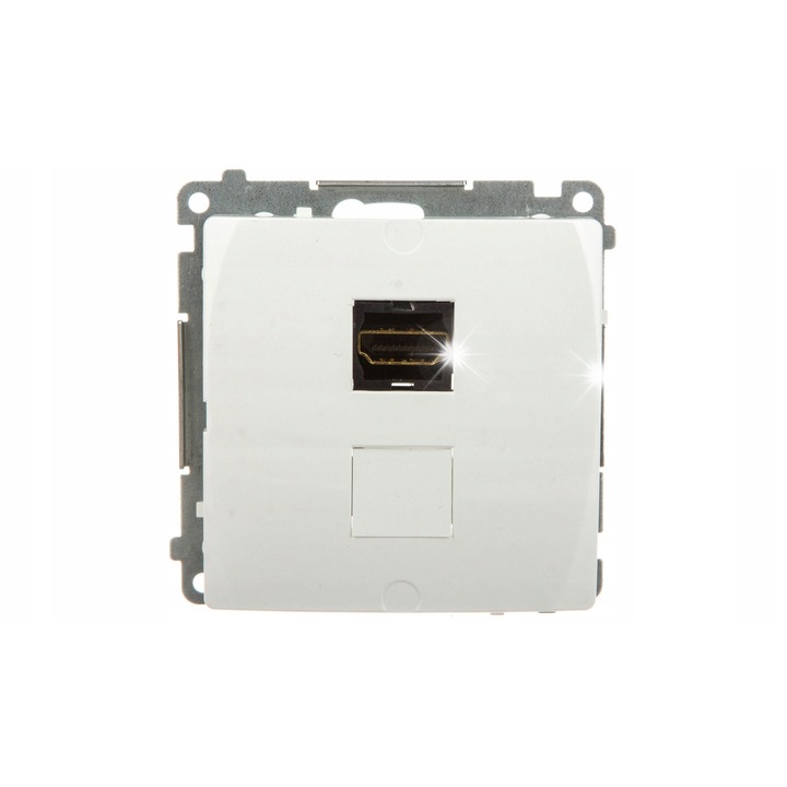HDMI гнездо, бяло, тънък монтаж, IP20