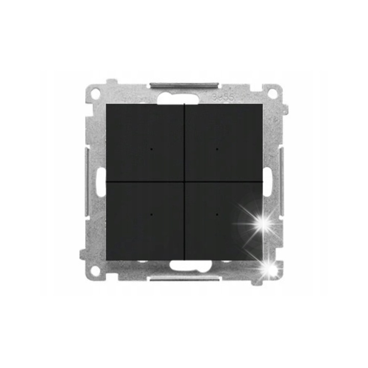 Elektronikus csatlakozó, 4-ciklusú Simon 55, 6A, matt fekete, méretek 75x75x39mm