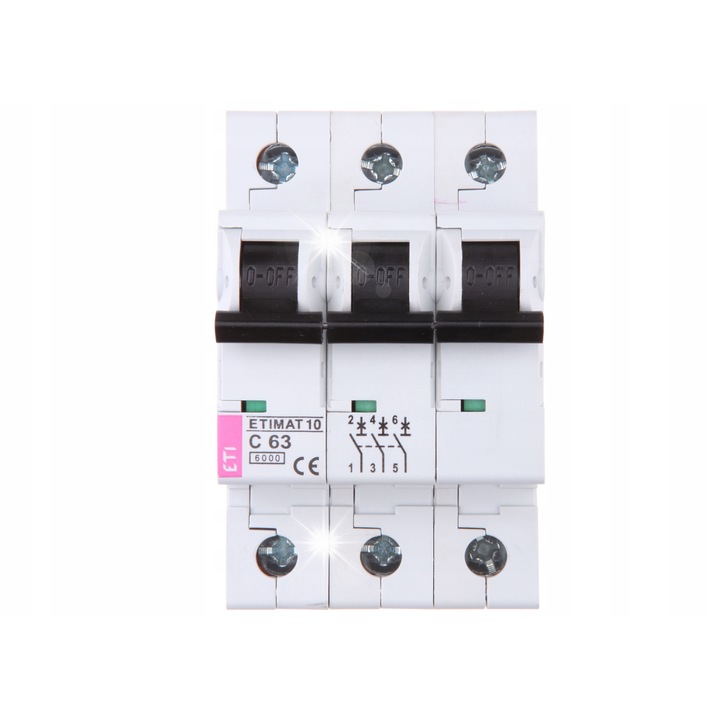 Siguranta electrica 3P C 63A 10kA AC, 400V, 3 module, IP20