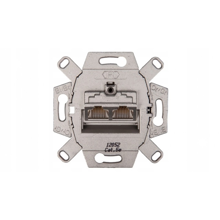 Priza 2xRJ45 cat. 6A, montaj subtire, 45°, compatibil cu Berker B.Kwadrat, IP44