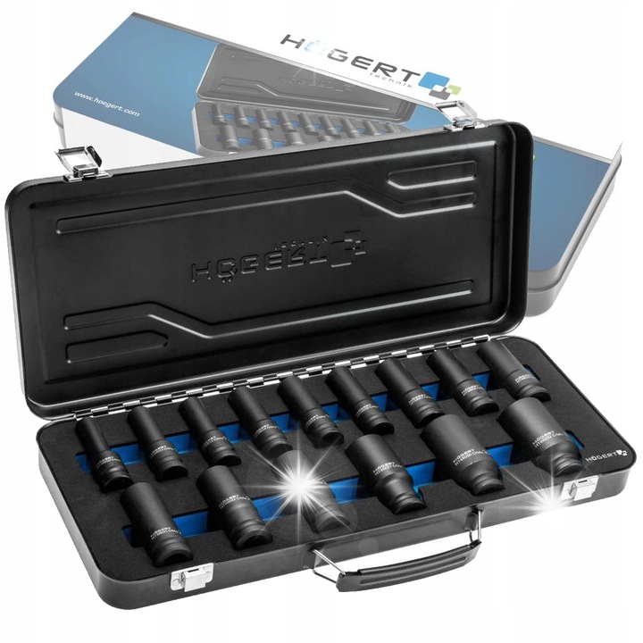 Set nasada impact 1/2", 15 elemente, 10-32mm, Hogert