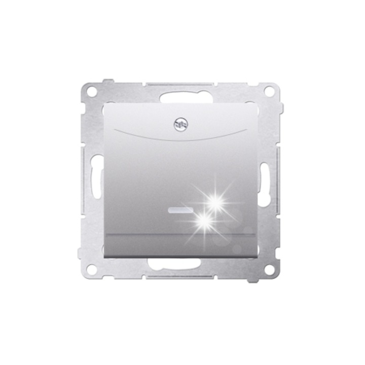 Szállodai kapcsoló, matt ezüst, 1-bipoláris, vékony szerelés