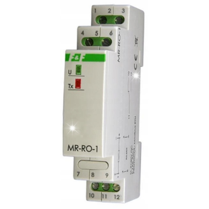 Modul de extensie iesiri relee F&F 1P 16A, F&F, MODBUS RTU, 9/30V DC, dimensiuni 18mm, montaj pe sina TH-35