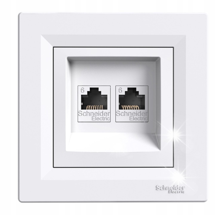 Prize Schneider ASFORA Gniazdo computer RJ45 2x cat.6 UTP, alb, montaj subtire