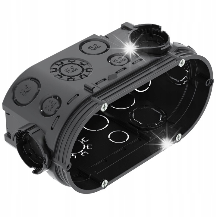 Pachet 10 bucati Pusca p/t dubla 66mm fara halogen, OBO, montaj subtire, negru