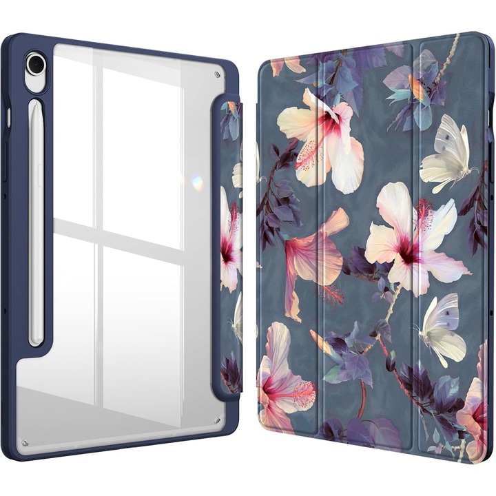 Husa pentru Samsung Galaxy Tab S10 Lite / S10 FE 10.9" (2025), Smart Cover, Suport Stylus - Hibiscus