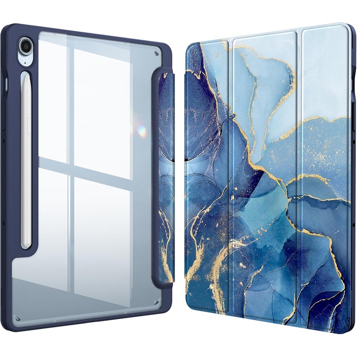 Tok Samsung Galaxy Tab S10 Lite / S10 FE 10.9" (2025) készülékhez, Smart Cover, Stylus tartóval - Márványkék
