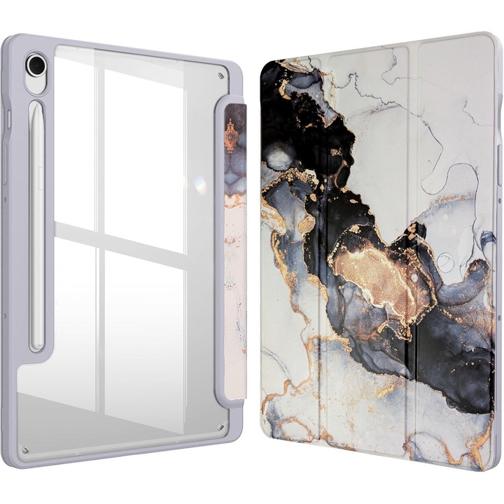 Tok Apple iPad (A16) 11 hüvelykes (2025) / 10.9 hüvelykes (2022) készülékhez, Smart Cover, Stylus tartó - Márványfehér