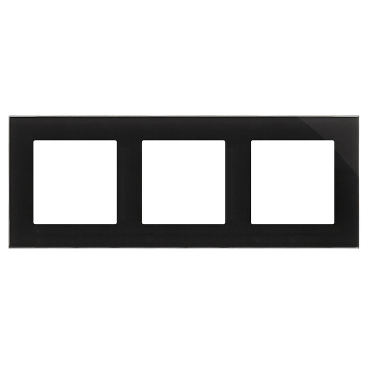 Rama tripla Simon 55 Nature, sticla classica, neagra, dimensiuni universale