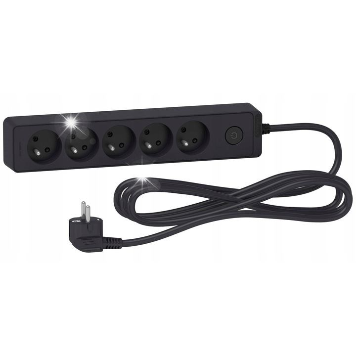 Разклонител с 5 гнезда с превключвател 3м антрацит Schneider Electric Odace