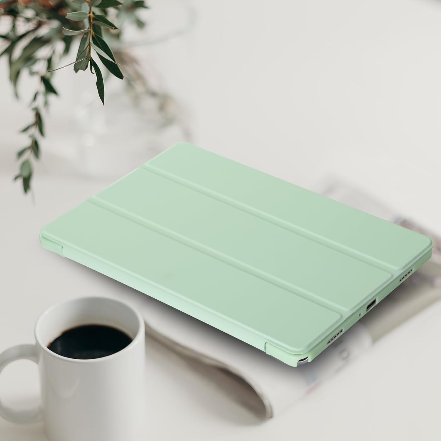 Husa pentru Samsung Galaxy Tab A11 Plus, 11", Silicon TPU, Ultra Slim Smart Cover – Verde menta