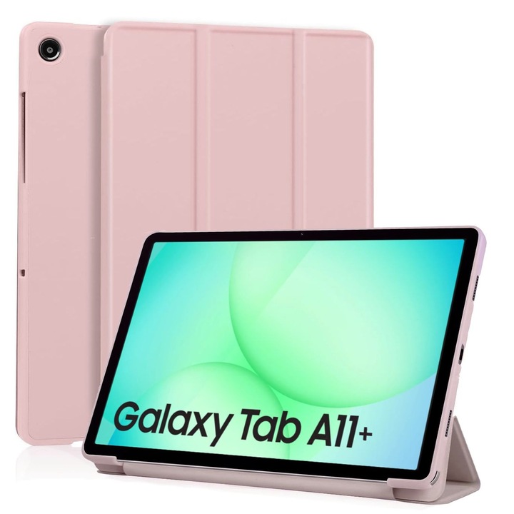 Husa pentru Samsung Galaxy Tab A11 Plus, 11", Silicon TPU, Ultra Slim Smart Cover – Roz