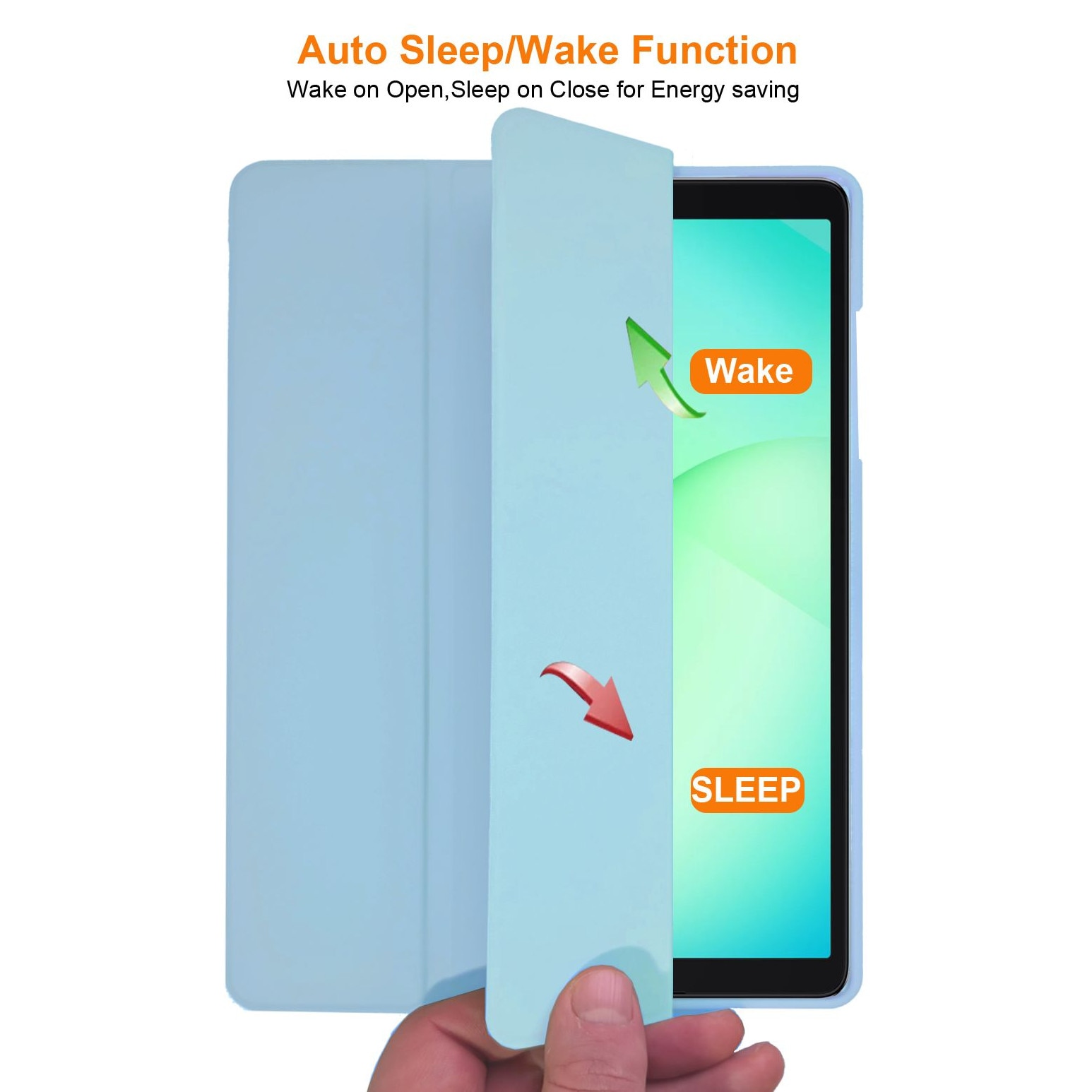 Husa pentru Samsung Galaxy Tab A11 Plus, 11", Silicon TPU, Ultra Slim Smart Cover – Ice Blue