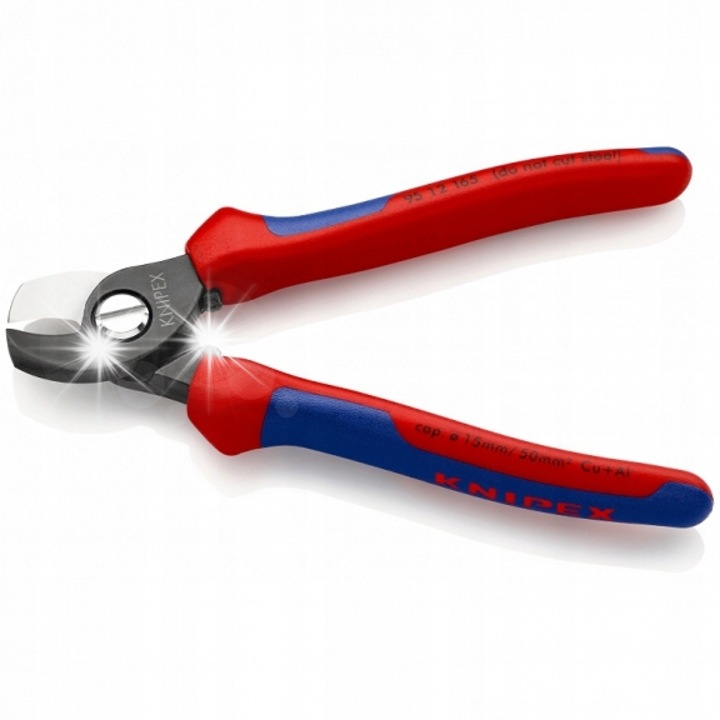 Clesti pentru taiat cabluri, KNIPEX, 165mm, cap oxidat, manere multicomponente