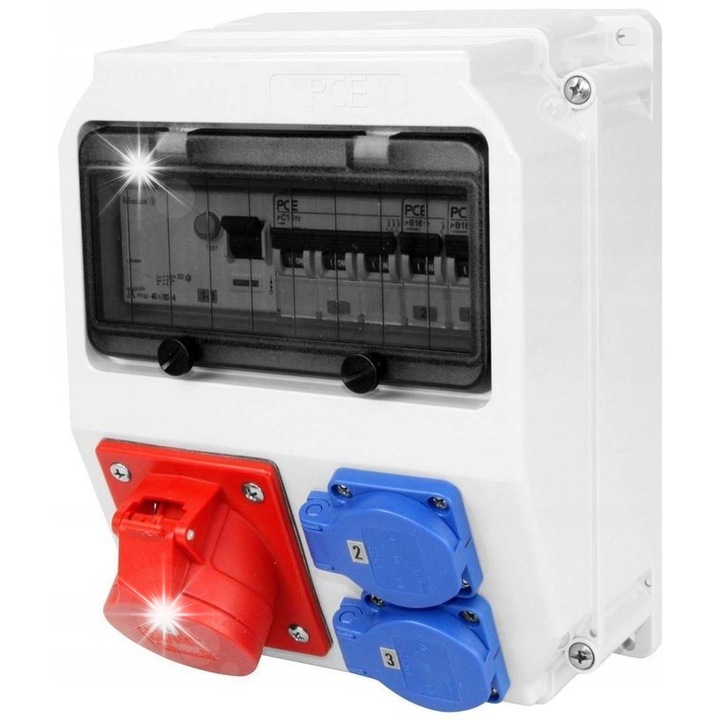 Tablouri electrice LUBLIN 16A, 2 gniazde, 3 module, gri, 255x204x140mm