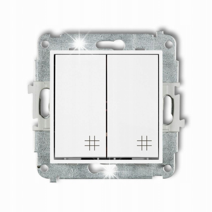 Mini dupla keresztkapcsoló mechanizmus, matt fehér, 25MWP-66, vékony beépítés, 230V, 10A