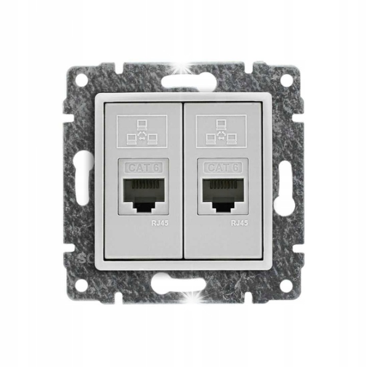 Gniazdo computer 2xRJ45 cat.5e, alb, montaj subtire