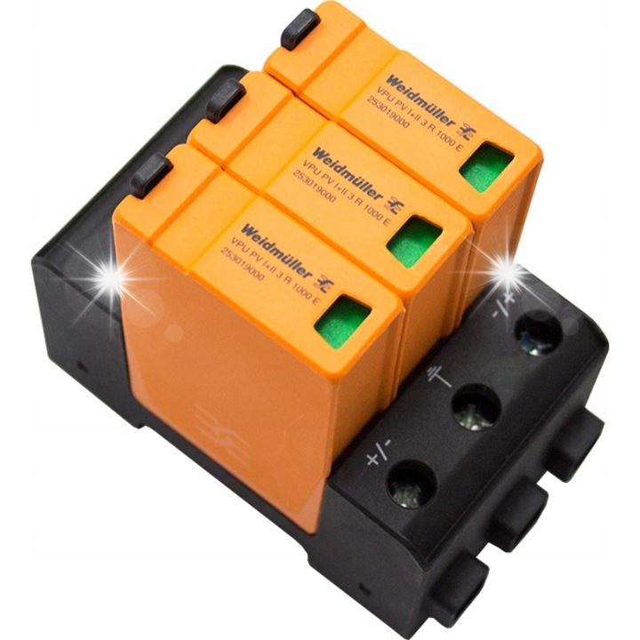 Ograniczitor de supratensiune B+C, tip 1+2, 3 poli, 1100V, montaj pe sina DIN 35mm