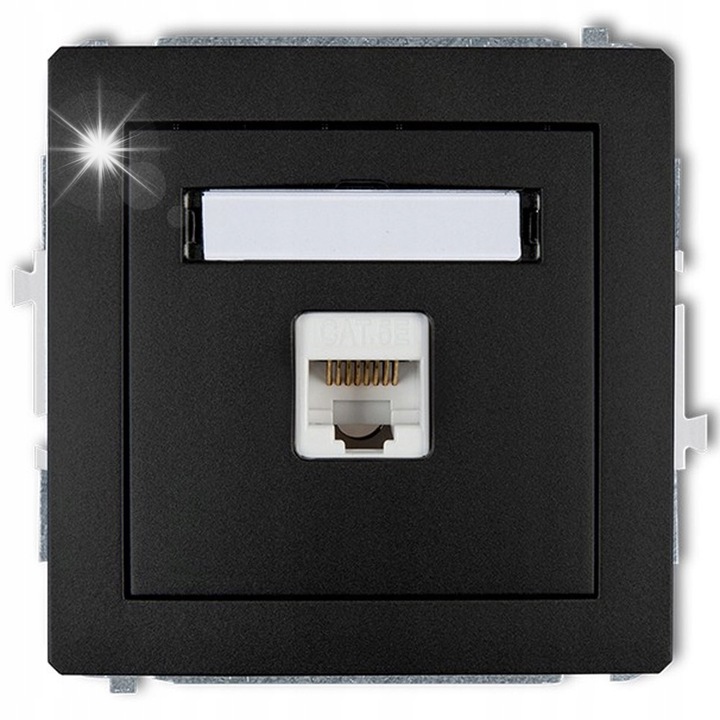 Контакт DECO 1xRJ45, кат. 5e, матово черен, тънък монтаж
