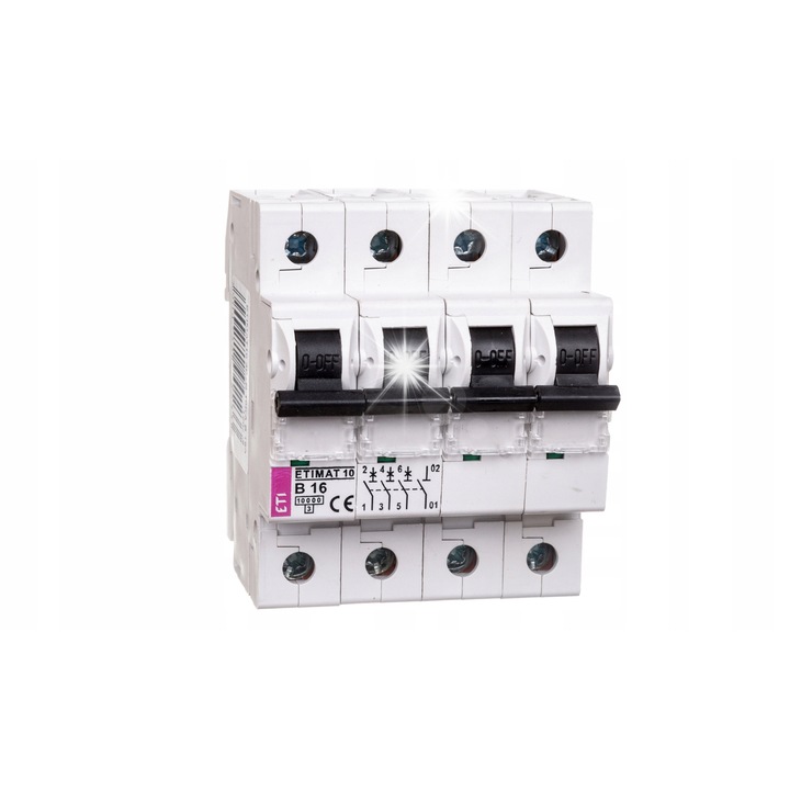 Siguranta electrica 3P+N 16A 10kA AC ETIMAT10, 4 module, IP20