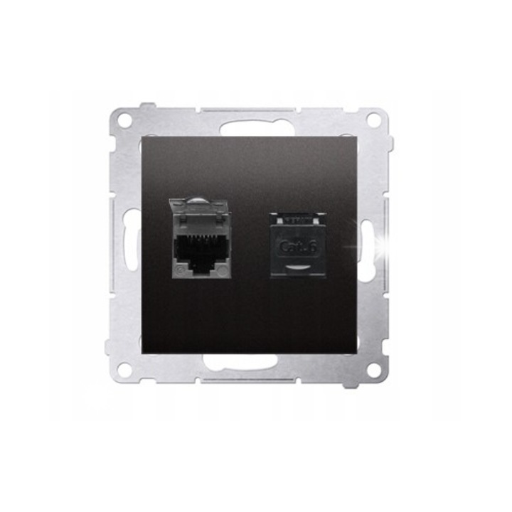 Prize Simon 54, 2xRJ45 cat.6, antracit, montaj subtire