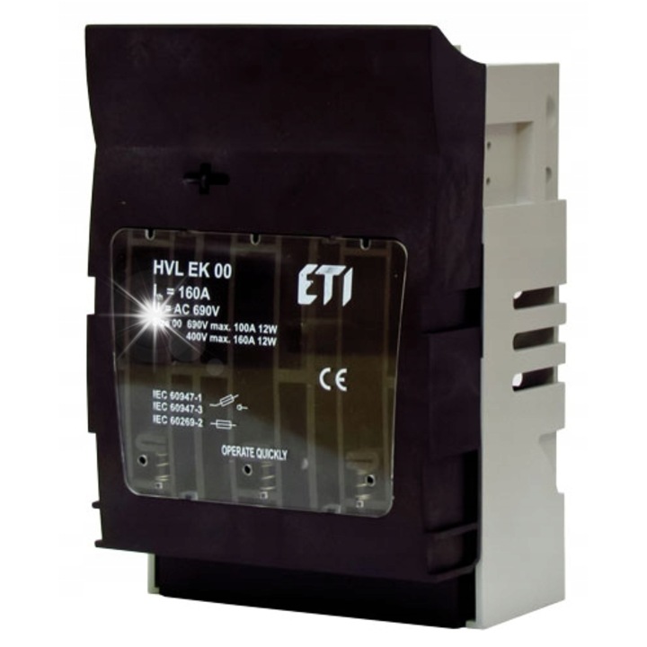 Biztonsági kapcsoló 3P 160A HVL EK 00 M8, IP20, panelre szerelhető