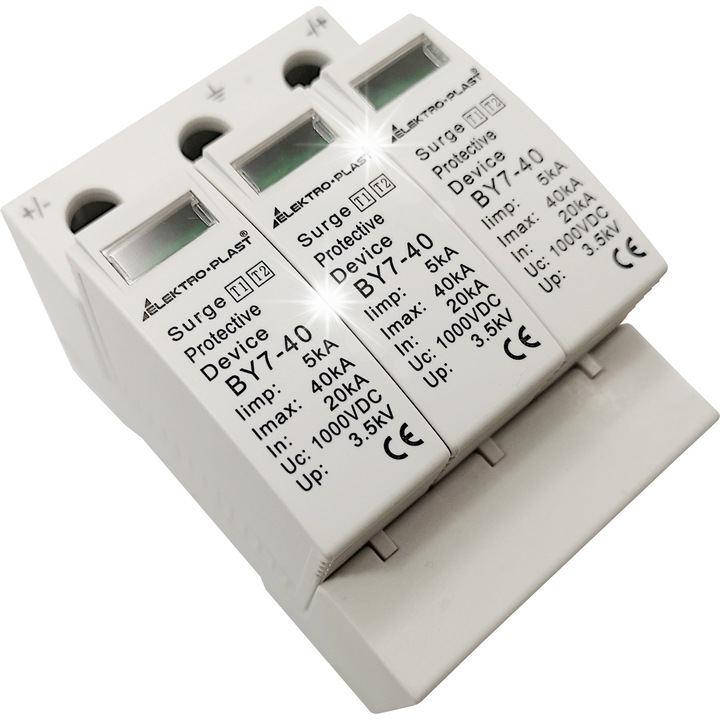 Ограничител на пренапрежение 3P T1+T2 1000V DC BY7-40, 54mm, 5kA, 40kA