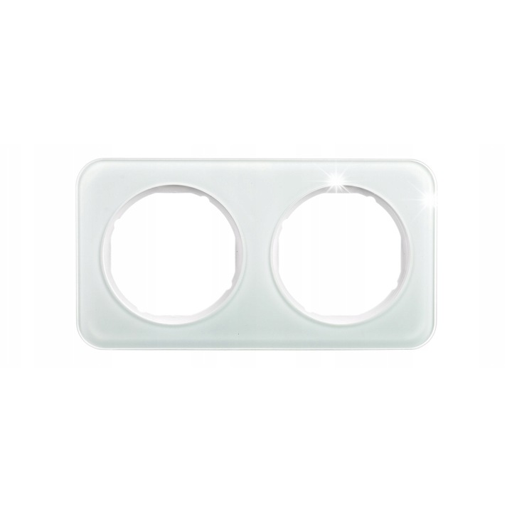 Rama dubla Berker R.1, sticla alba, 2 module, 81.2x152.2mm, IP20