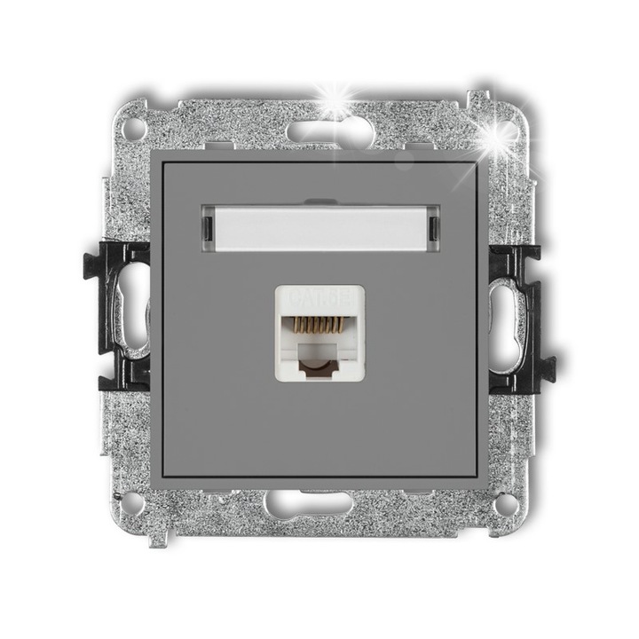 Priza computer 1xRJ45, MINI, gri mat, 80x80x6,3mm