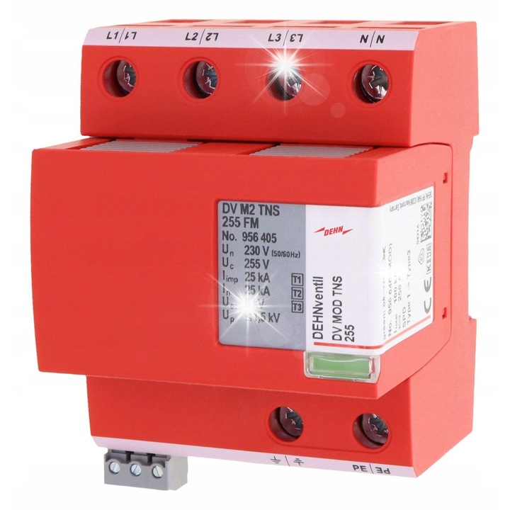 Limitator de supratensiune tip T1+T2+T3 100kA 25kA 4P DV M2 TNS 255 FM 956405