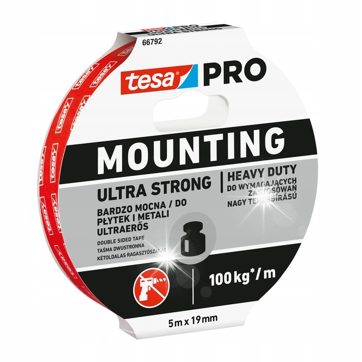 Banda de montare, Tesa, 5m x 19mm, rezistenta, pentru interior si exterior