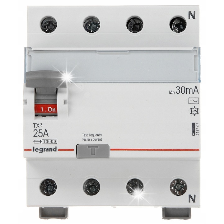 Dispozitiv de protectie diferentiala 4P 25A 30mA tip AC P304, 17,5mm