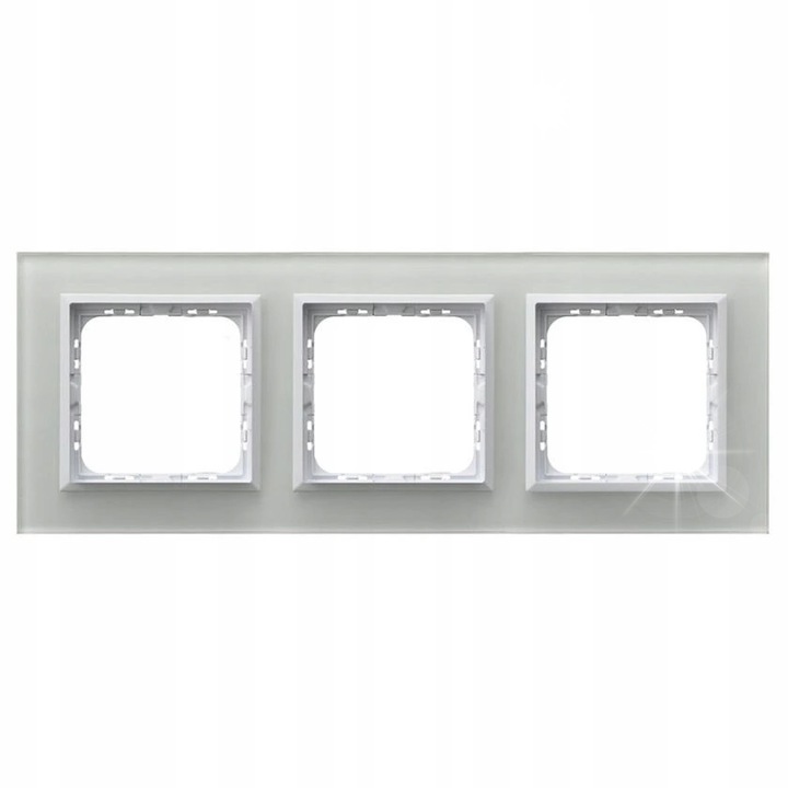 Ramka potrojna SONATA, alb, 220x84mm, din sticla, montare pe zacisuri