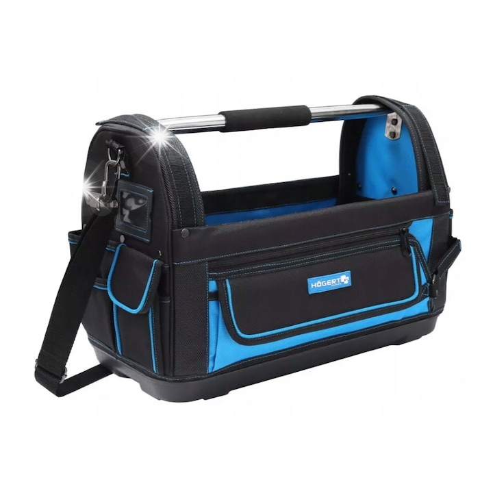 Hogert Technik többfunkciós szerszámtáska, 600D poliészter, 12 zseb, fekete szín