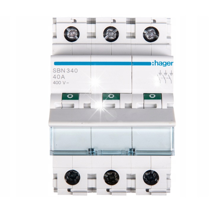 Intrerupator modular, Hager, 40A, 3P, 3 module, IP2X, 250V