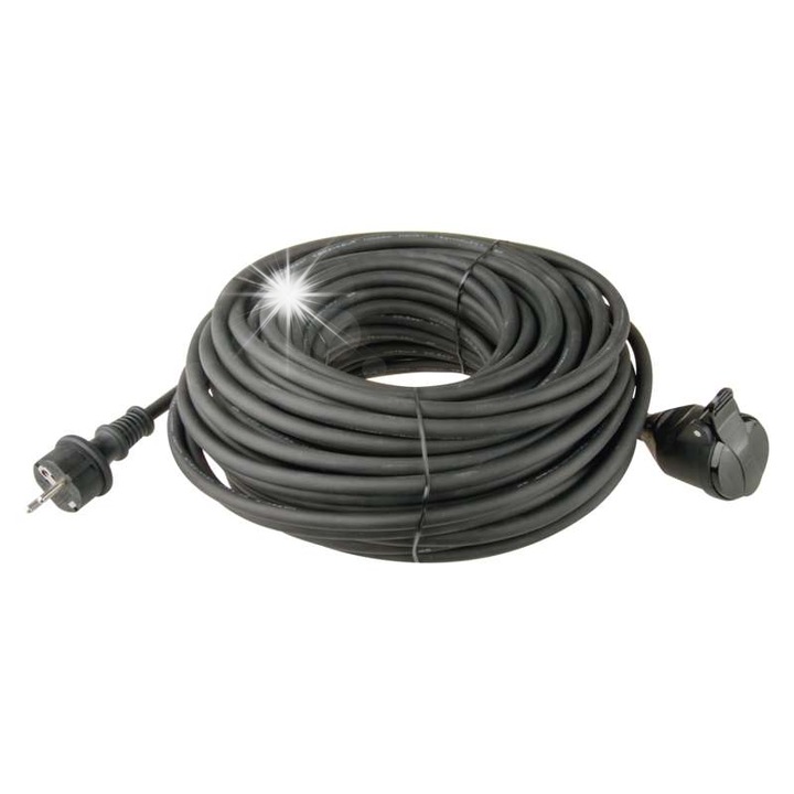 Hosszabbító 20m, 1 aljzat, H07RN-F 3x1,5, fekete